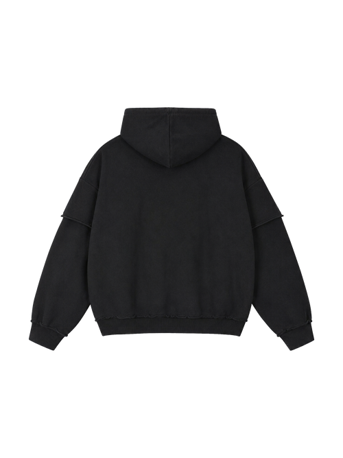 MONUMENTS | RAW-EDGE RAISED SILICONE OVERSIZED HOODIE