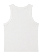 Back of the MONUMENTS MM cropped tank top in white cotton-spandex.