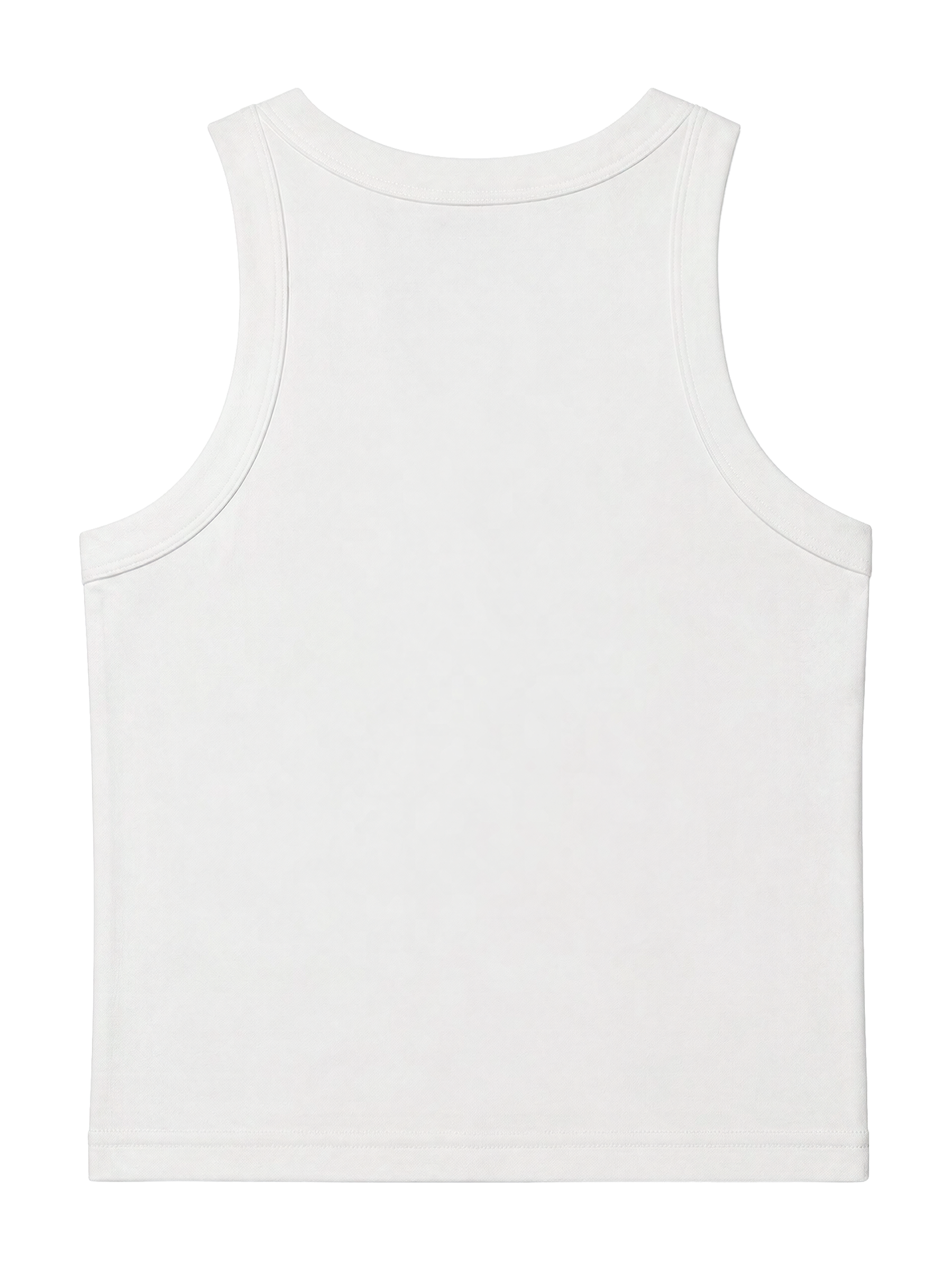 Back of the MONUMENTS MM cropped tank top in white cotton-spandex.
