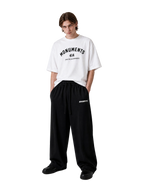 MONUMENTS 414 Structure oversized tee in white heavyweight jersey with a thick ribbed collar.