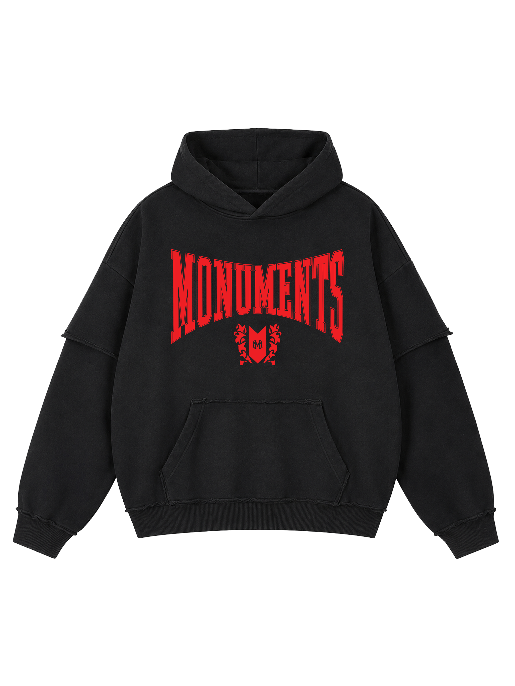 MONUMENTS | RAW-EDGE RAISED SILICONE OVERSIZED HOODIE